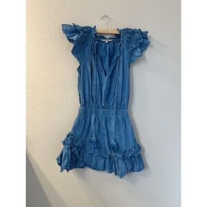 Karina Grimaldi Daisy Mettalic Mini Dress Truquoise Sz XSmall Party Vacation